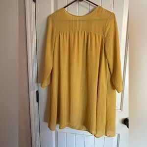 H&M size 8 Mustard Chiffon Dress flowy lined gold Game day Graduation church